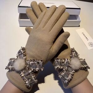 <AUTHENTIC>Chanel Tweed Bow Wool Gloves